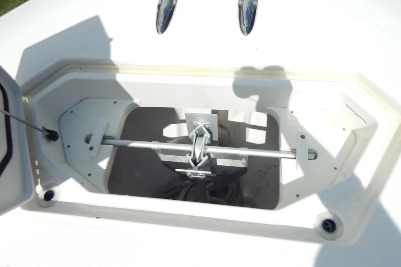  Yacht Photos Pics Anchor storage compartment on 2013 Invincible 42 Open Fisherman boat.