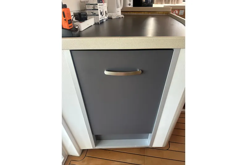 Bolubo Yacht Photos Pics Gray cabinet with silver handle on Lagoon 42 catamaran, 2019 model.