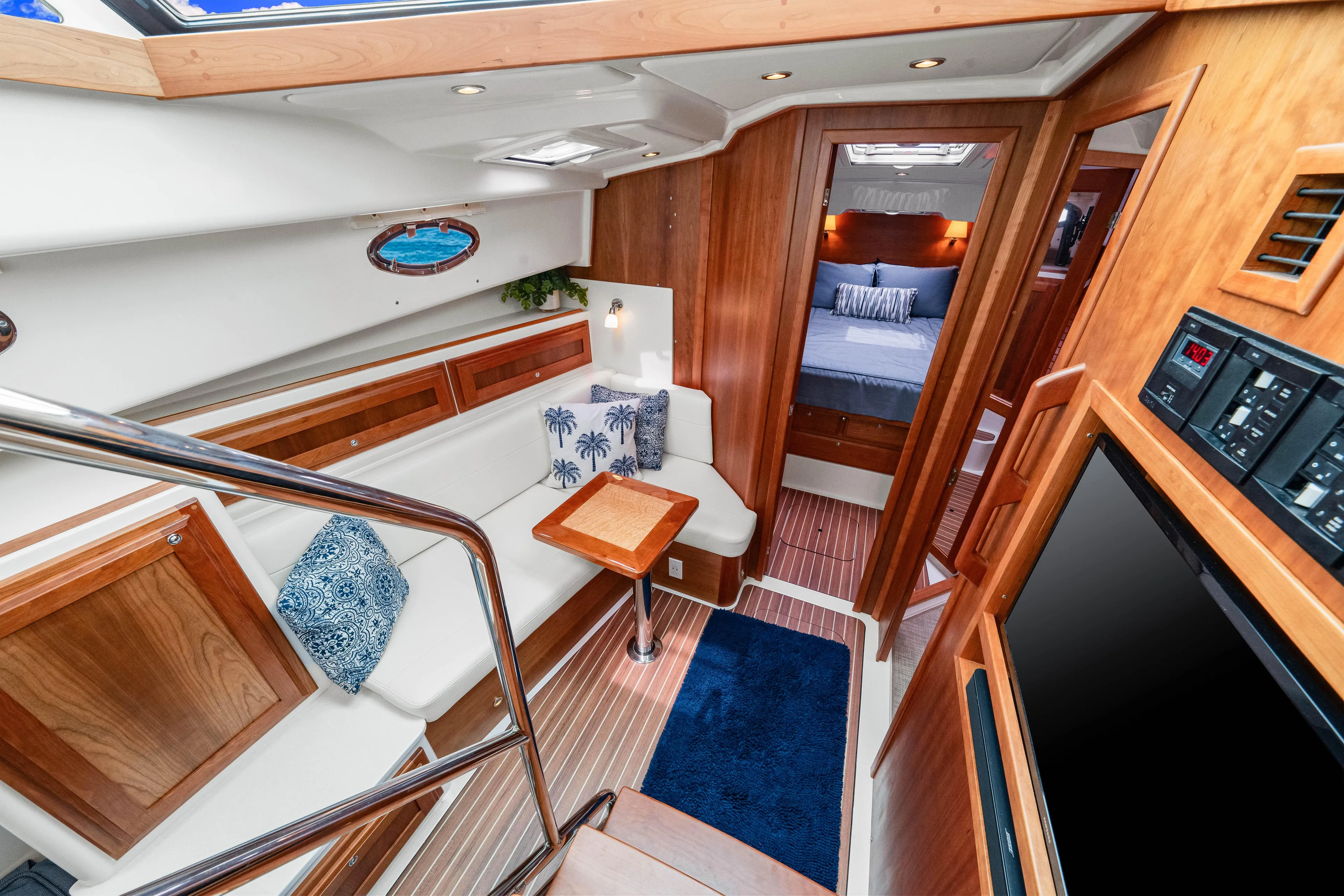  Yacht Photos Pics Luxurious interior of 2024 Back Cove 39O yacht with elegant seating and modern amenities.
