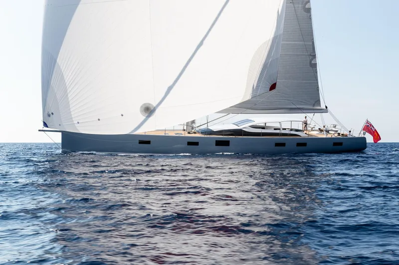 Liara Yacht Photos Pics Sailing yacht Baltic Custom 112, 2019 model, gliding on open sea with full sails.