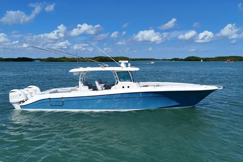  Yacht Photos Pics 2017 HCB 42 Siesta boat on blue water under clear sky.