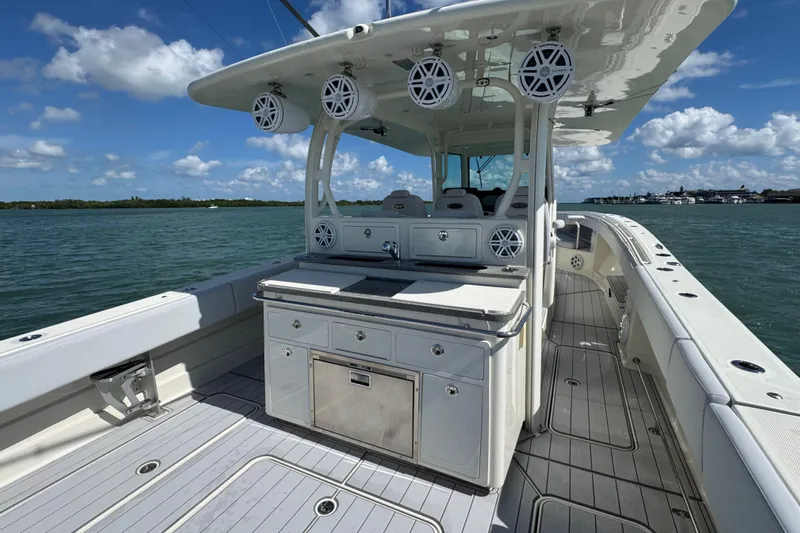  Yacht Photos Pics 2017 HCB 42 Siesta boat with spacious deck and modern amenities on the water.