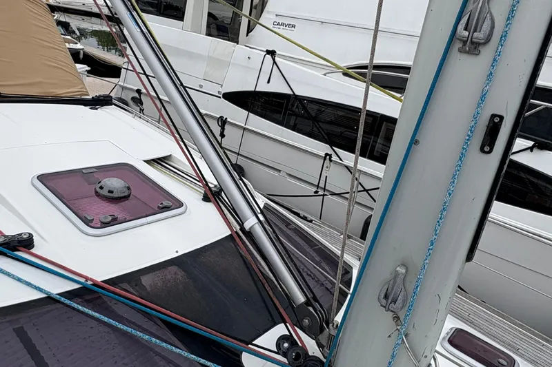 Star IV Yacht Photos Pics Deck view of a 2010 Jeanneau 50DS sailboat with rigging and hatch details.