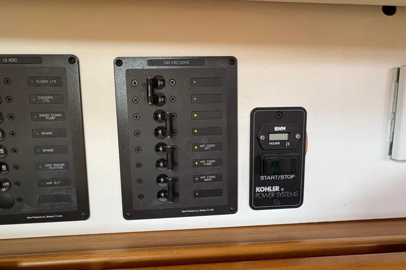 Star IV Yacht Photos Pics Electrical control panel on a 2010 Jeanneau 50DS sailboat with Kohler power system.