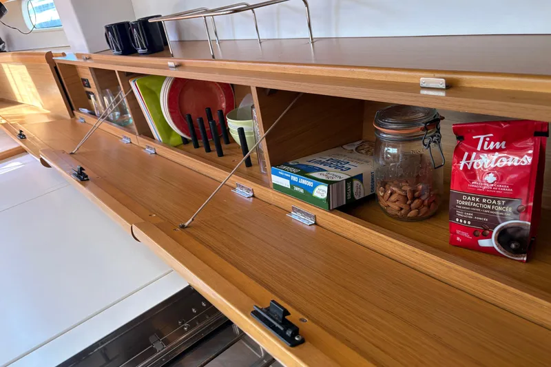Star IV Yacht Photos Pics Galley storage and great for dishes and food