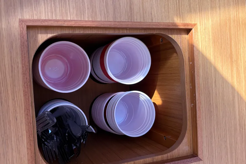 Star IV Yacht Photos Pics Storage in dining table