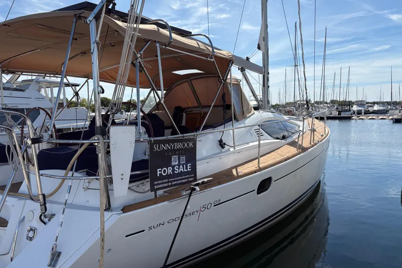 Star IV Yacht Photos Pics 2010 Jeanneau 50DS yacht for sale, docked in marina, sunny day.