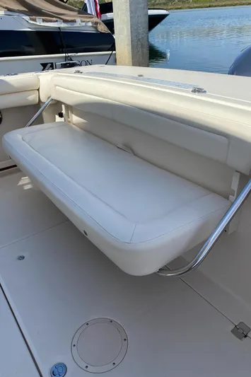 Lola Yacht Photos Pics 2017 Grady-White Freedom 375 boat with white cushioned seating.