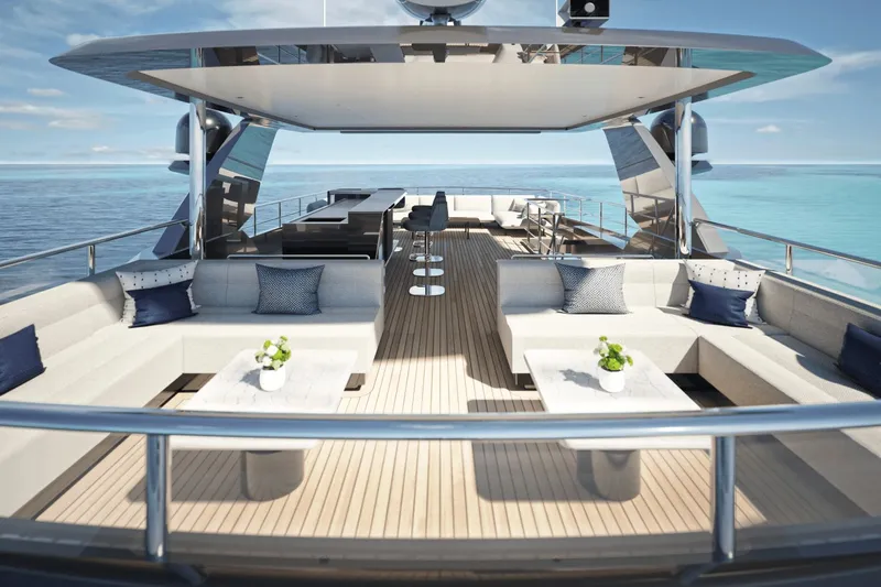 Yacht Photos Pics Luxurious deck of Ocean Alexander 35P yacht, model year 2026.