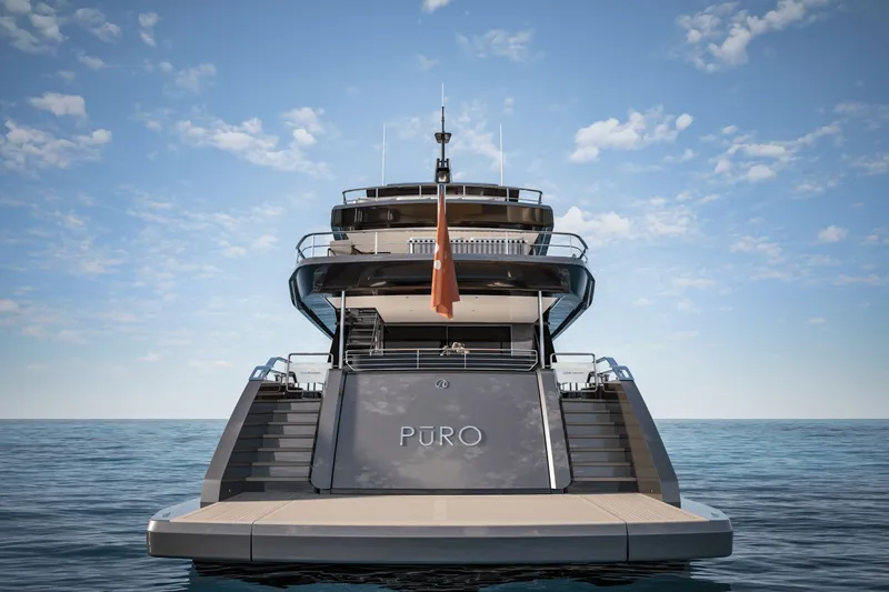  Yacht Photos Pics Rear view of Ocean Alexander 35P yacht, 2026 model, on open sea.