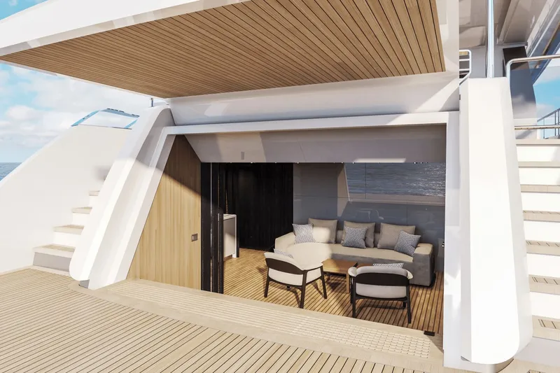  Yacht Photos Pics Luxurious interior of Ocean Alexander 35P yacht, model year 2026.