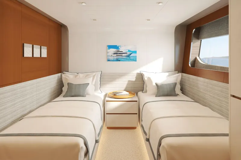  Yacht Photos Pics Luxurious cabin of Ocean Alexander 35P yacht, model year 2026.