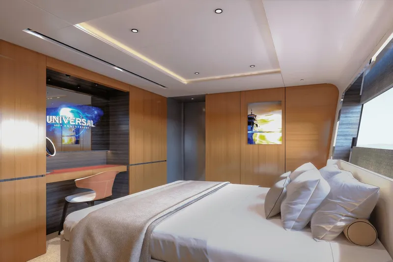  Yacht Photos Pics Luxurious bedroom on Ocean Alexander 35P yacht, model year 2026.