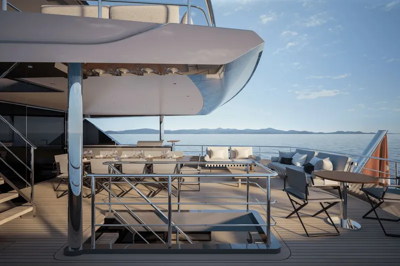  Yacht Photos Pics Luxury yacht Ocean Alexander 35P 2026, stylish deck with ocean view.