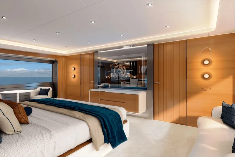  Yacht Photos Pics Luxurious bedroom on the Ocean Alexander 35P yacht, model year 2026.