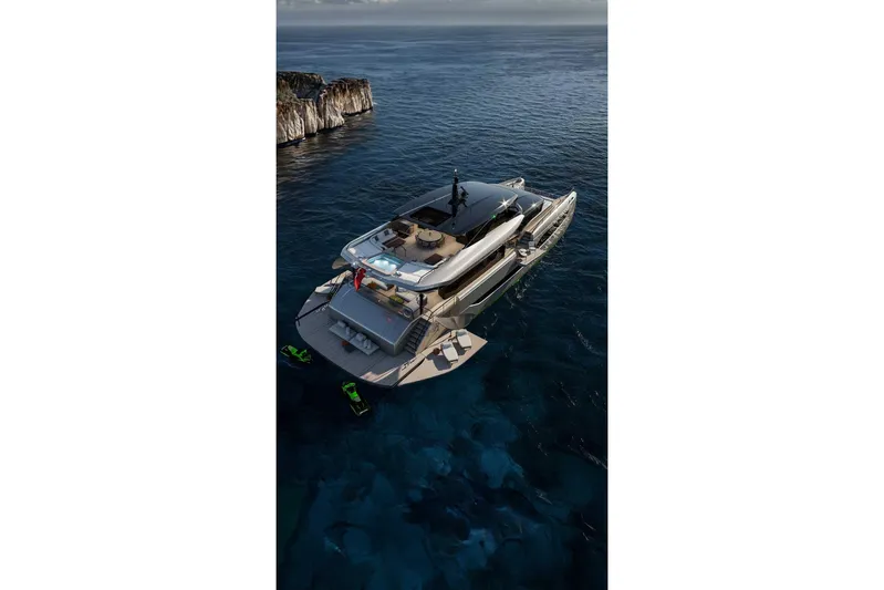  Yacht Photos Pics Luxurious 2026 Sunreef Ultima 111 yacht cruising in clear blue waters.