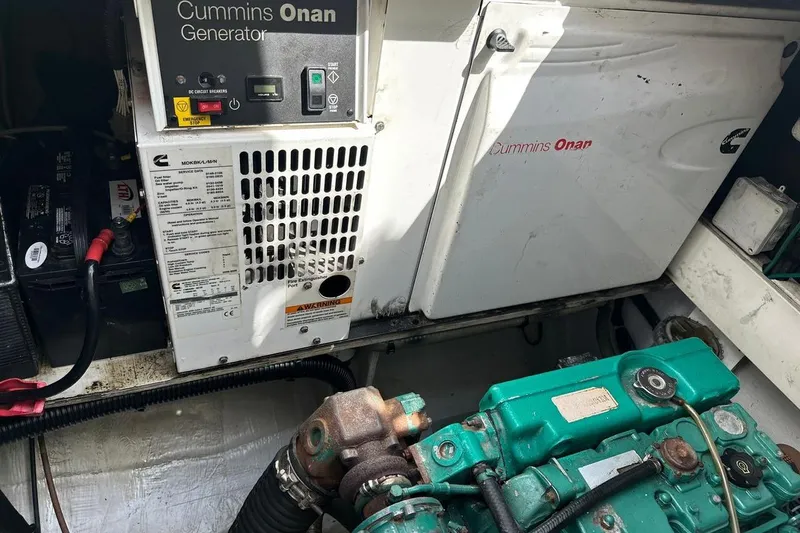 Nowhere Yacht Photos Pics Cummins Onan generator in 2016 Fountaine Pajot SABA 50 yacht engine room.