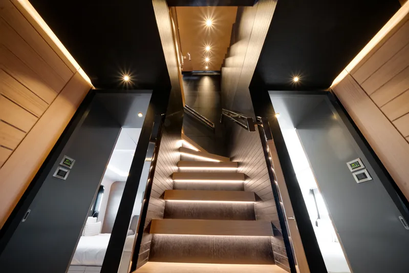  Yacht Photos Pics Luxurious staircase on the Ocean Alexander 35P yacht, year 2026.