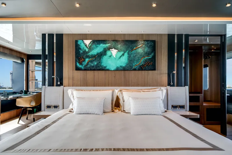  Yacht Photos Pics Luxurious bedroom on the Ocean Alexander 35P yacht, model year 2026.