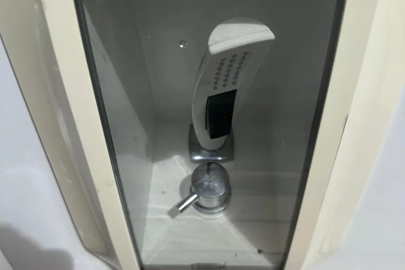 Uni Yacht Photos Pics Shower fixture inside a 2020 Fjord 44 Open boat, featuring a modern design.