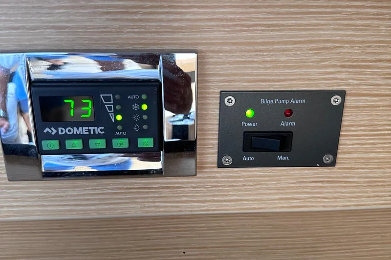Uni Yacht Photos Pics Dometic control panel and bilge pump alarm on 2020 Fjord 44 Open yacht.