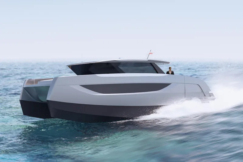  Yacht Photos Pics 2026 Sunreef Ultima 44 yacht cruising on open water, sleek modern design.