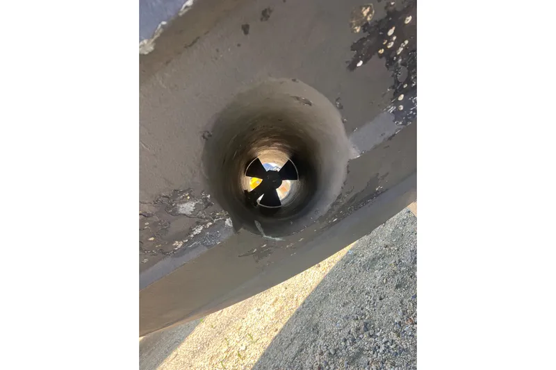  Yacht Photos Pics Close-up of a 2007 Sea Ray 52 Sedan Bridge bow thruster tunnel.