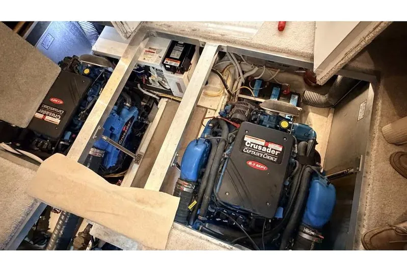  Yacht Photos Pics Engine room of 2006 Carver 41 Cockpit Motor Yacht with Crusader engines.