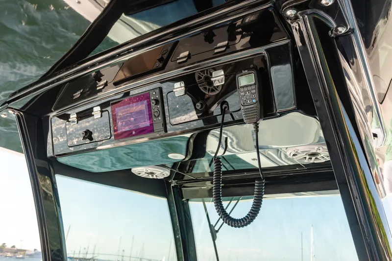  Yacht Photos Pics 2024 HCB 39 Speciale boat console with navigation and communication equipment.
