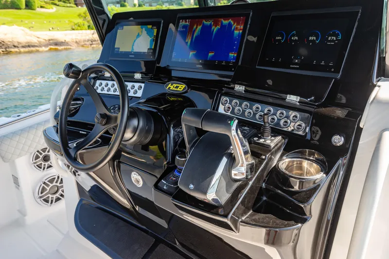  Yacht Photos Pics 2024 HCB 39 Speciale boat dashboard with advanced navigation and control systems.