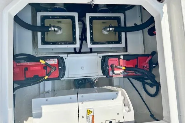  Yacht Photos Pics 2024 HCB 39 Speciale engine compartment with batteries and wiring.