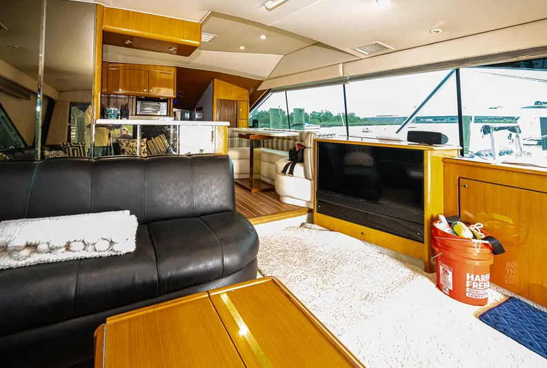 Double Down Yacht Photos Pics Luxurious interior of 1997 Ocean Yachts 60 Super Sport EB with modern amenities.