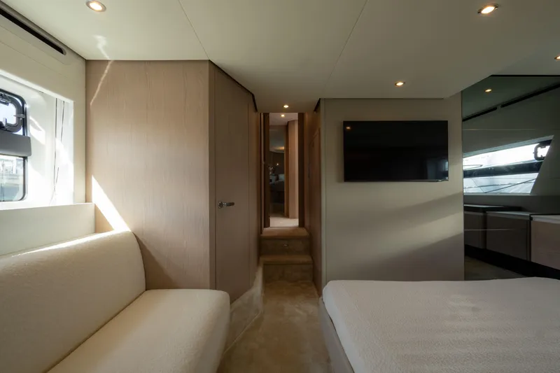  Yacht Photos Pics Luxurious interior of 2022 Azimut Fly 53 yacht, featuring modern design and comfortable seating.