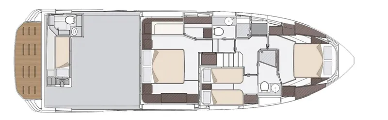  Yacht Photos Pics Floor plan of 2022 Azimut Fly 53 yacht, showcasing cabin layout and amenities.