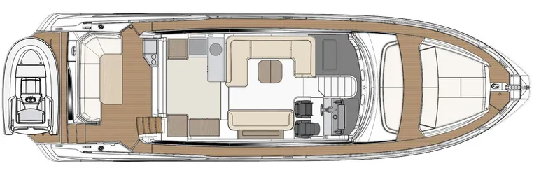  Yacht Photos Pics Top view layout of 2022 Azimut Fly 53 yacht, showcasing interior and deck design.