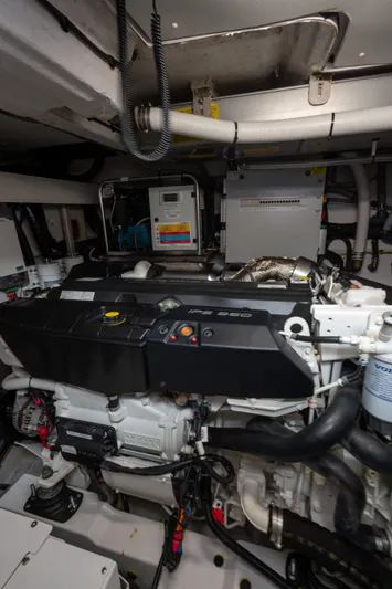  Yacht Photos Pics Engine room of 2022 Azimut Fly 53 yacht, showcasing modern machinery and components.