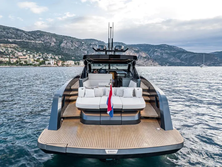  Yacht Photos Pics 2023 Bekkers Yachts Azur 45HT on scenic water with mountainous backdrop.