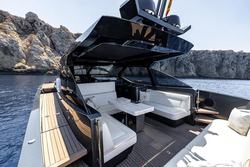  Yacht Photos Pics Luxurious 2023 Bekkers Yachts Azur 45HT with sleek design and spacious seating area.