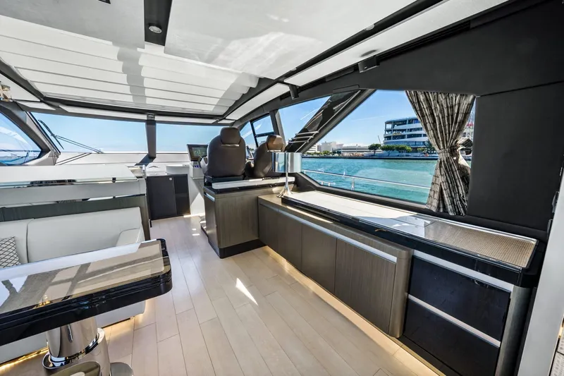 Azimut S7 Yacht Photos Pics Luxurious interior of 2019 Azimut S7 yacht with modern design and waterfront view.