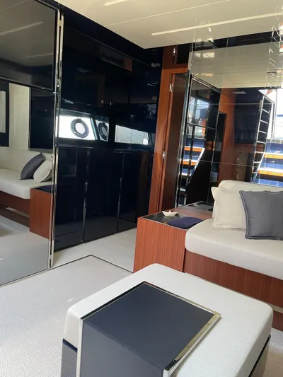 4946 Yacht Photos Pics Luxurious interior of 2023 Riva 56 Rivale yacht with sleek design and modern furnishings.