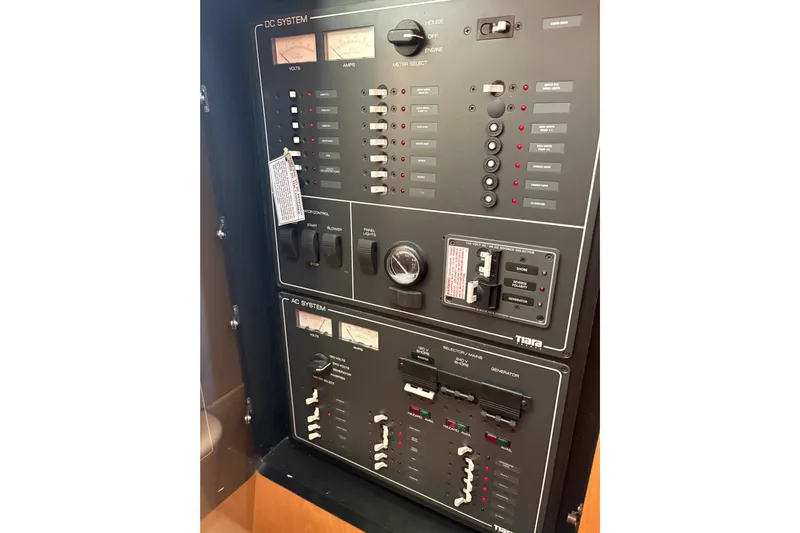  Yacht Photos Pics Electrical control panel of a 1999 Tiara Yachts 4000 Express boat.