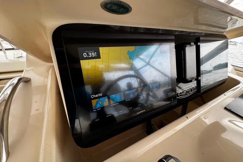  Yacht Photos Pics Navigation display on 2001 Grady-White Express 330 boat, showing GPS and charts.