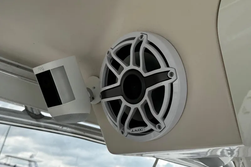  Yacht Photos Pics Ring camera and JL Audio speaker on 2001 Grady-White Express 330 boat.