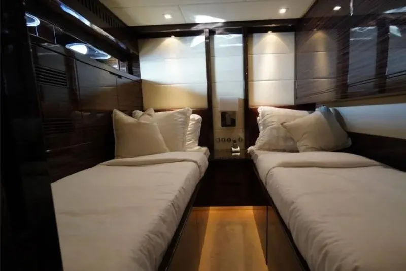  Yacht Photos Pics Luxurious twin cabin interior on a 2008 Leopard 112 yacht.