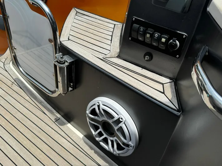 Onkor II Yacht Photos Pics Control panel and speaker on 2015 Azimut Atlantis 43 yacht deck.