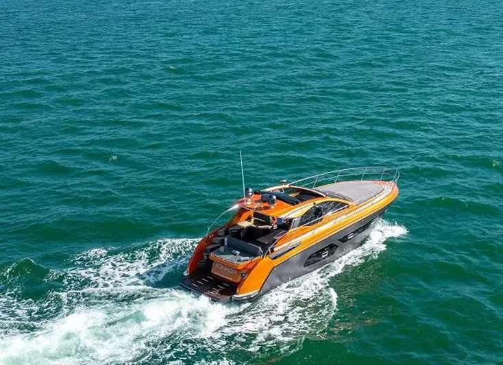 Onkor II Yacht Photos Pics Azimut Atlantis 43 yacht cruising on open water, 2015 model.