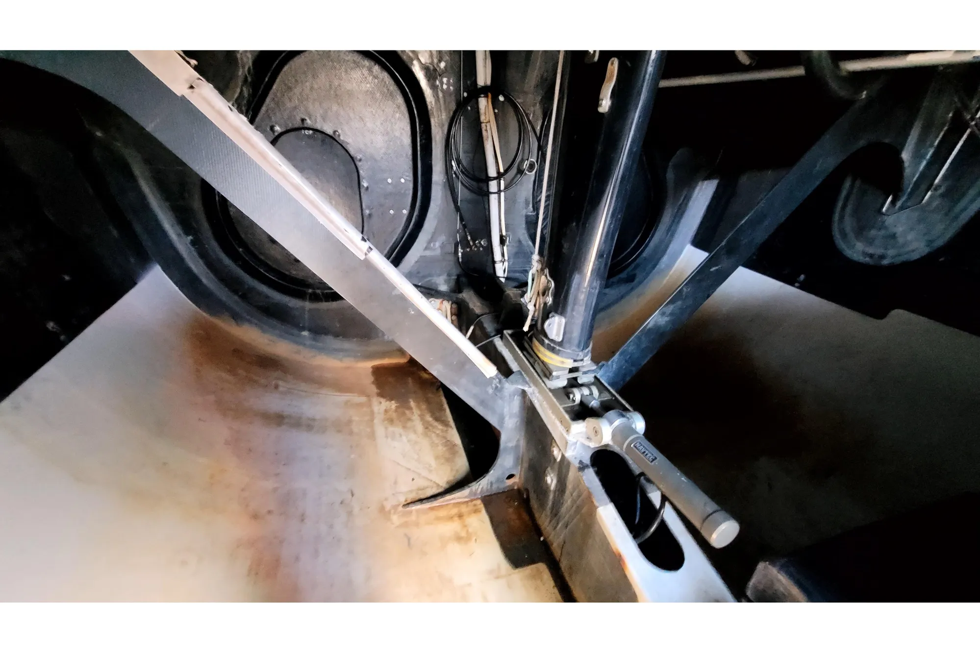 Interior view of a 2002 Custom International Americas Cup Class yacht structure.