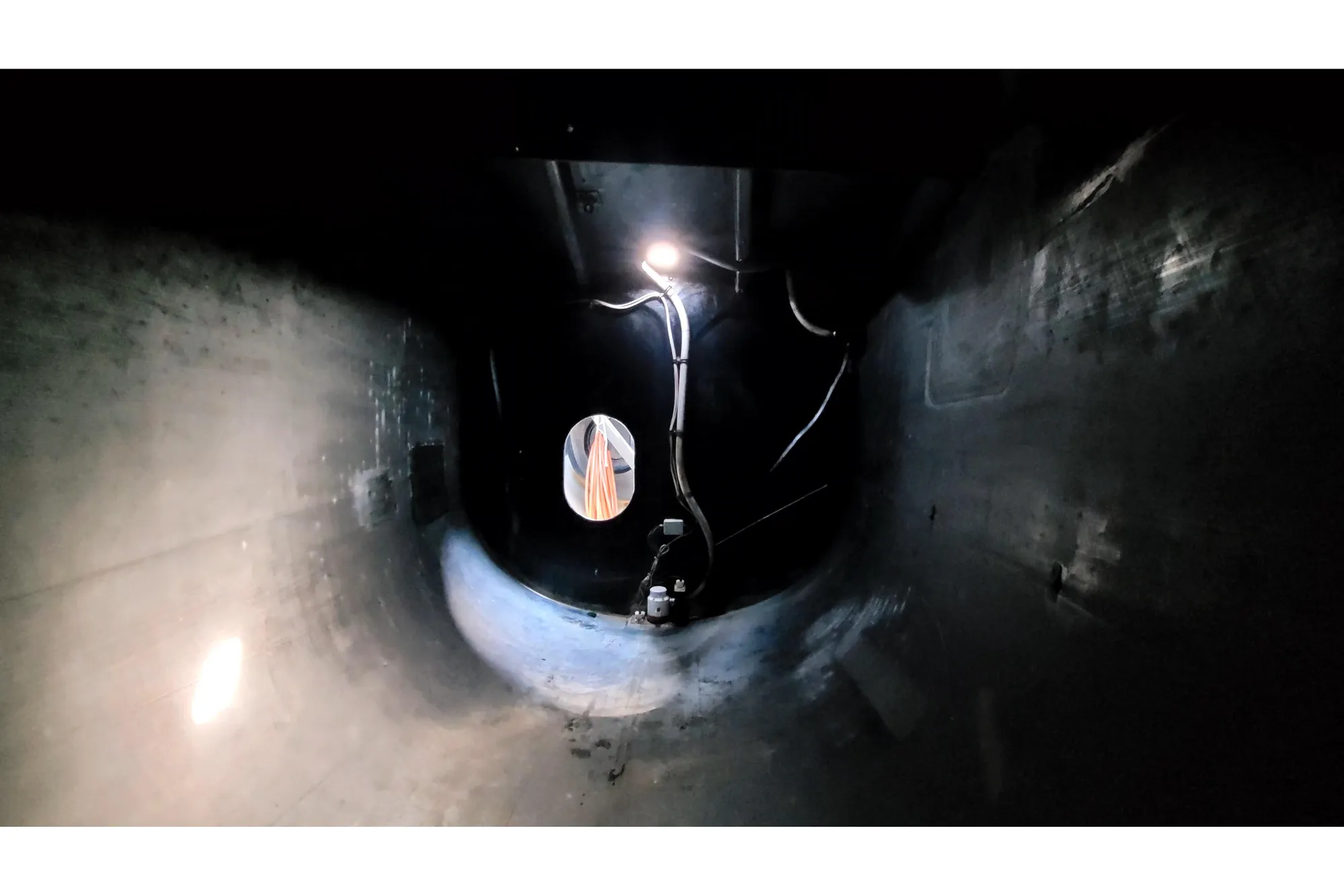 Interior view of a 2002 Custom International Americas Cup Class yacht hull.