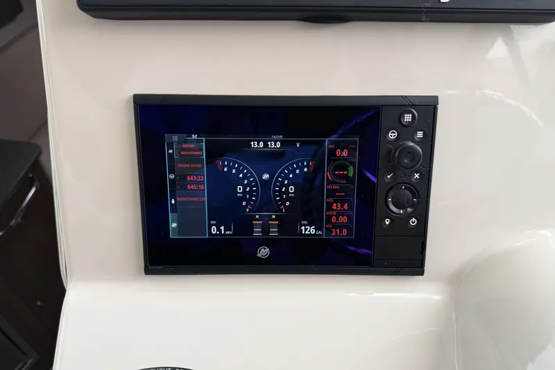  Yacht Photos Pics Dashboard of 2019 Boston Whaler 315 Conquest with digital displays.