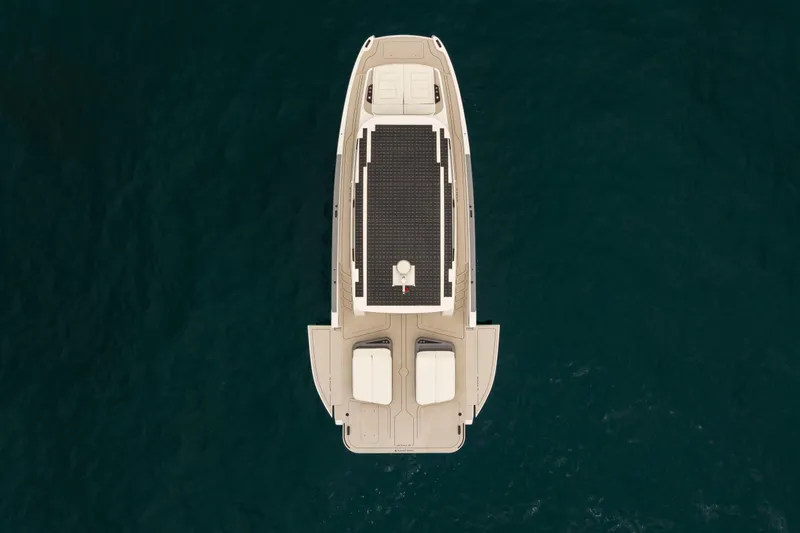  Yacht Photos Pics Aerial view of 2026 Sunreef Ultima 55 yacht on open water.
